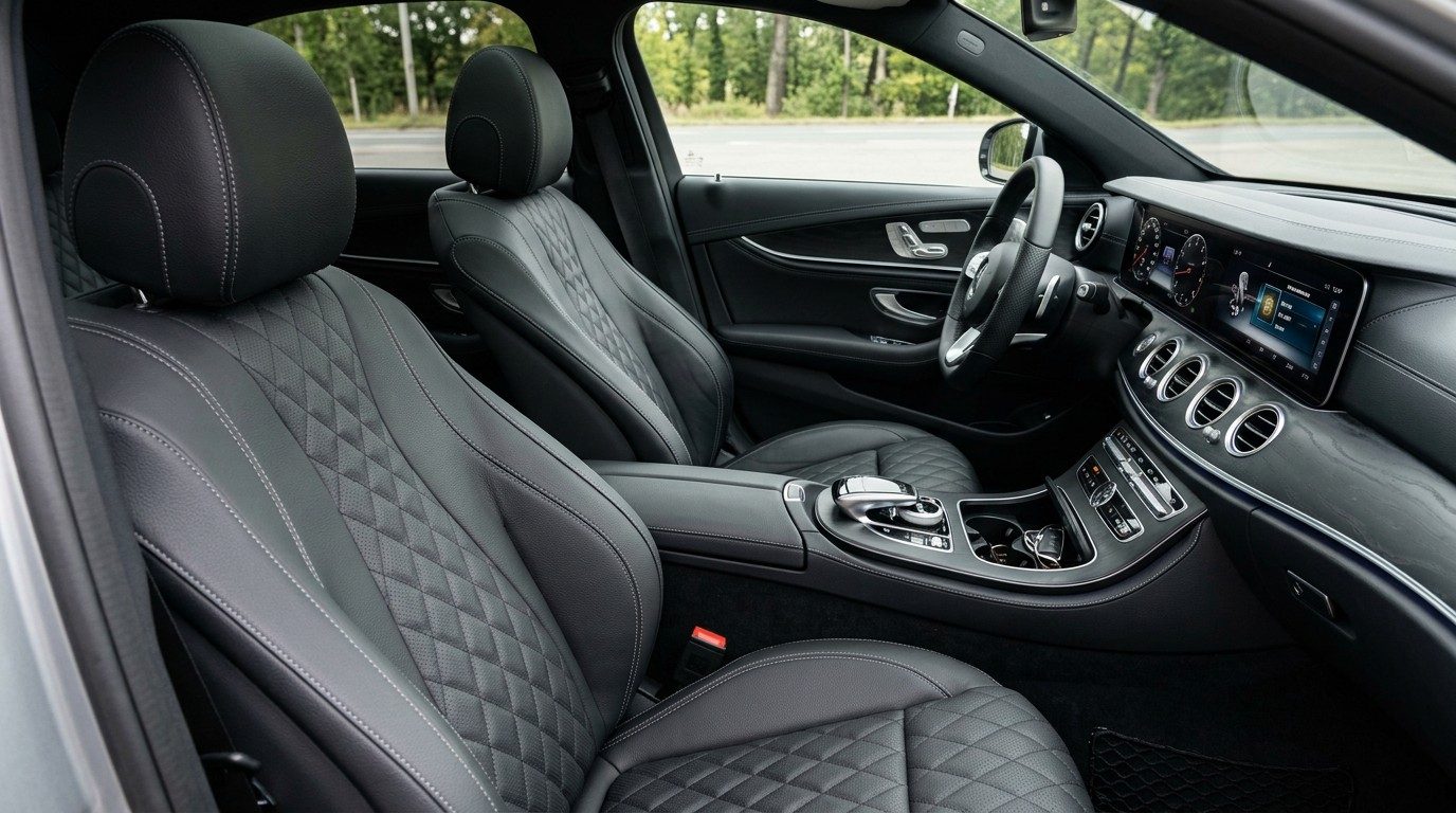 Modern car interior with custom fit car seat covers showcasing perfect fit and stylish design