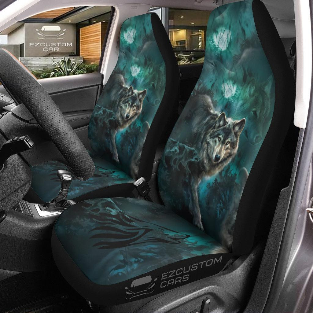 Howling Wolf Car Seat Covers Custom Animal Car Accessories