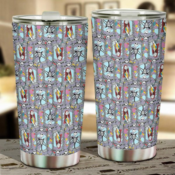 Halloween Car Accessories Custom Car Tumblers Cup Halloween Jack Sally Pattern Halloween Car Accessories Custom Car Tumblers Cup Halloween Jack Sally Pattern