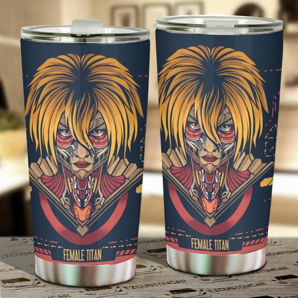 Attack on Titan Car Tumbler Cup Female Titan Mix Antique Artwork