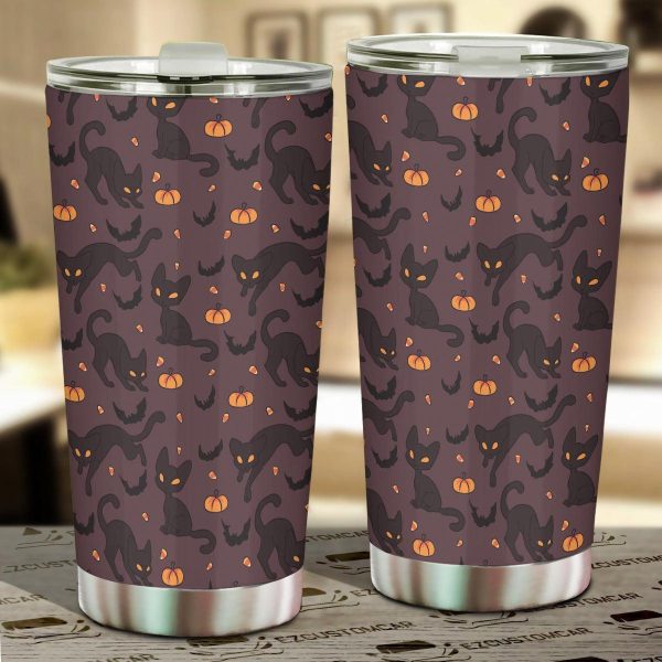 Halloween Car Accessories Custom Car Tumblers Cup Halloween Pattern Cat