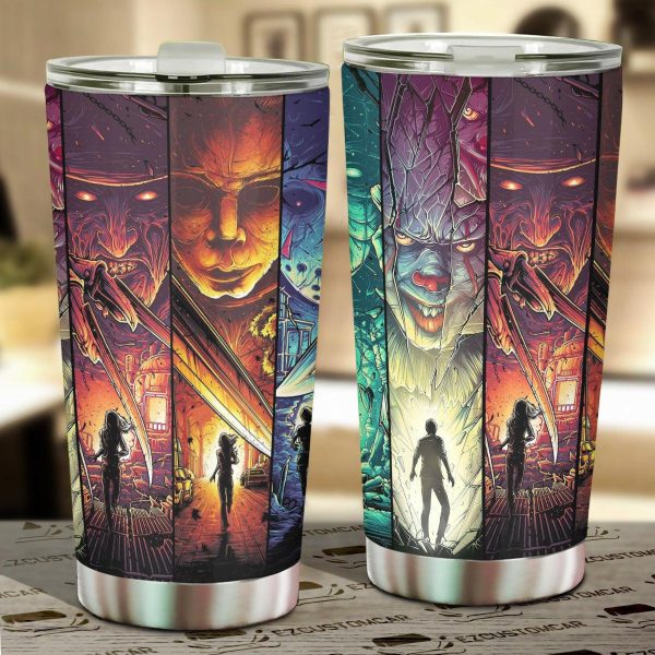 Halloween Car Accessories Custom Car Tumblers Cup Retro Horror Characters