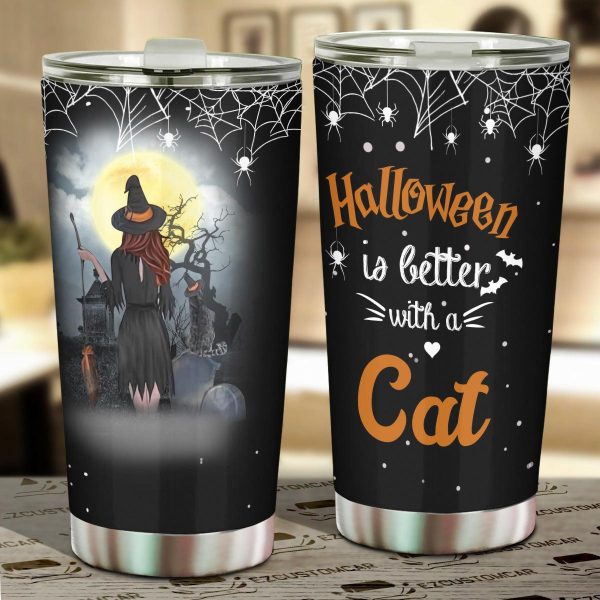Halloween Car Accessories Custom Car Tumblers Cup Halloween Cat