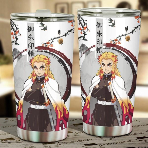Demon Slayer Car Accessories Anime Car Tumblers Cup Kyojuro Rengoku Japanese Style