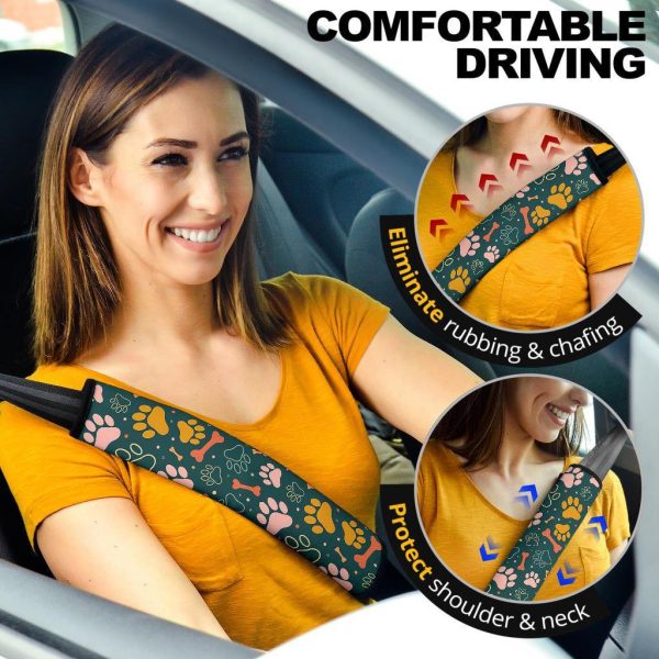 Dog Paw Pattern Custom Seat Belt Covers