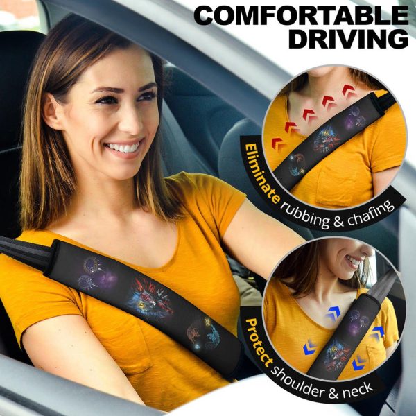 Galaxy Space Wolf Seat Belt Covers Custom Animal Car Accessories