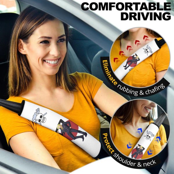 Vinsmoke Sanji Seat Belt Covers Custom One Piece Sanji Flag Car Accessories