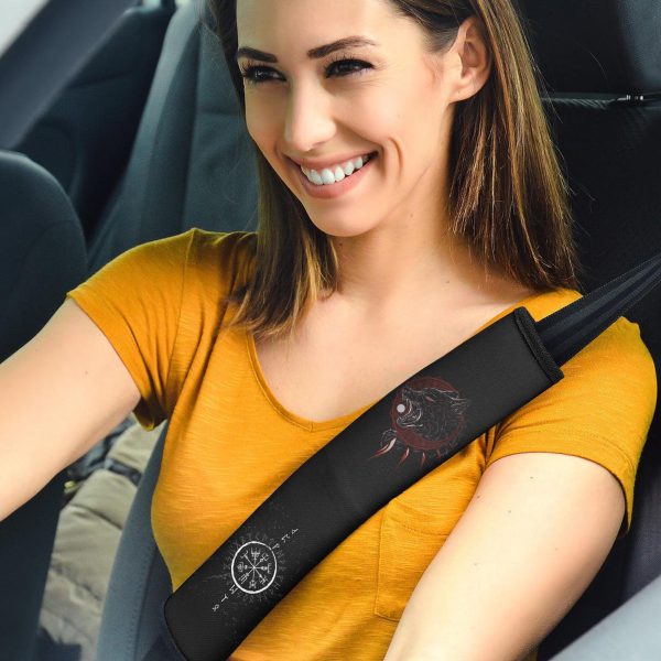 Red Eyed Wolf Seat Belt Covers Custom Animal Car Accessories