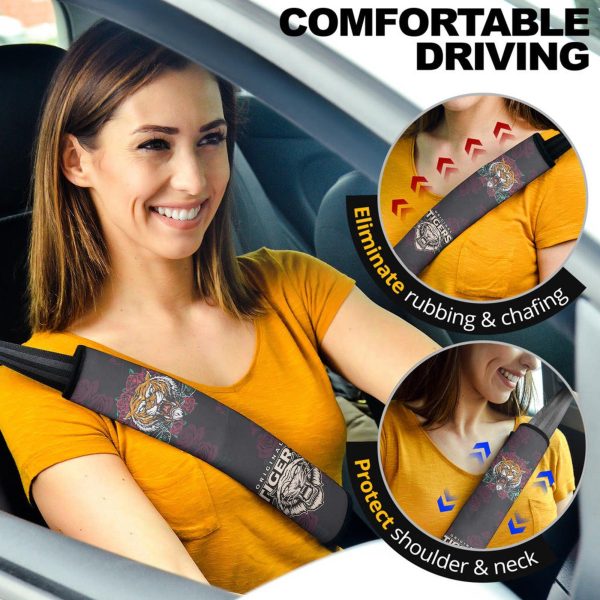 Rose x Tiger Seat Belt Covers Custom Tiger Car Accessories