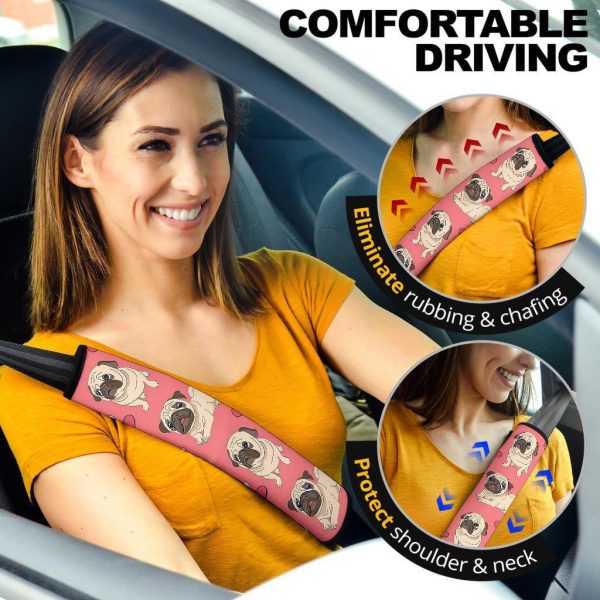Pug in Pink Custom Seat Belt Covers