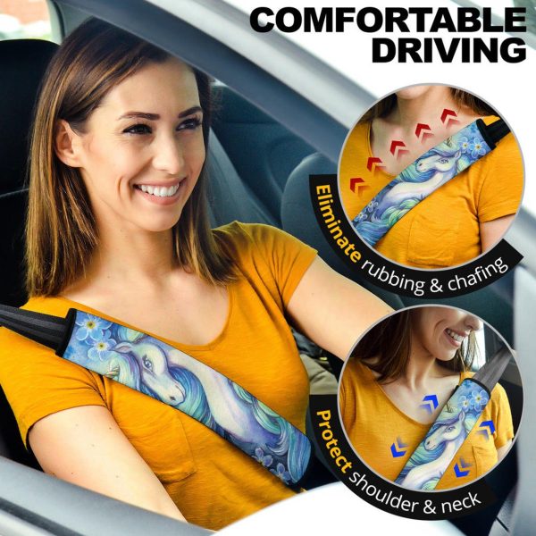 Flower Unicorn Seat Belt Covers Custom Unicorn Car Accessories