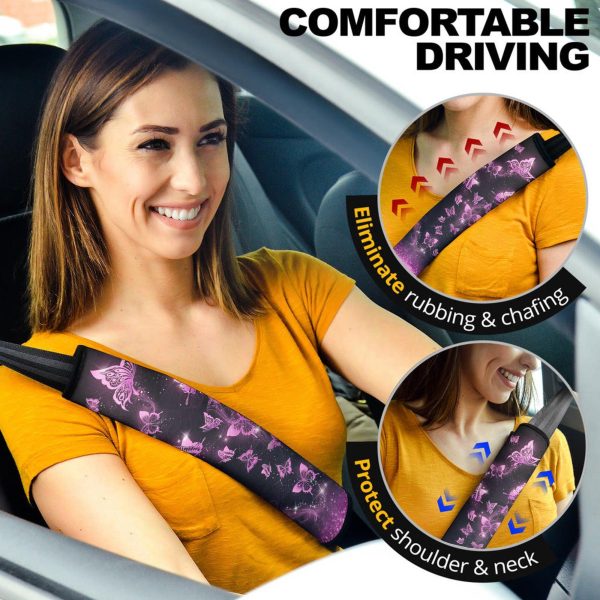 Purple Butterfly Seat Belt Covers Custom Butterfly Car Accessories