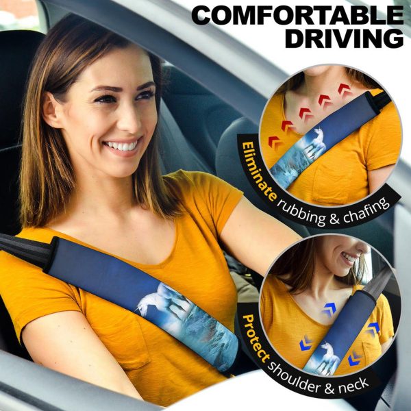 White Unicorn Seat Belt Covers Custom Unicorn Car Accessories