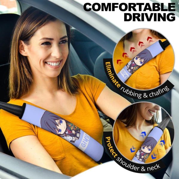 Demon Slayer Anime Seat Belt Covers Anime Car Accessories Giyu Tomioka Cute