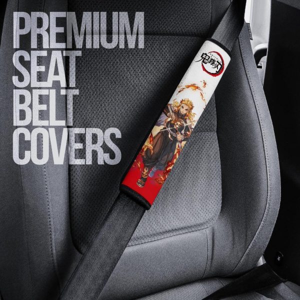 Rengoku Demon Slayer Seat Belt Covers Custom Anime Car Accessories