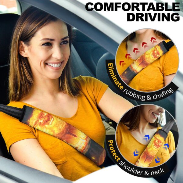 Burning Lion Seat Belt Covers Custom Lion Car Accessories