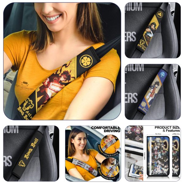 Black Clover Custom Car Seat Belt Covers – Perfect Accessory For Anime Fans!