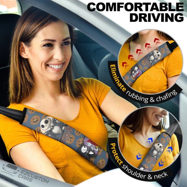 The Nightmare Before Christmas Car Accessories Halloween Seat Belt Covers Jack Kellington Happy