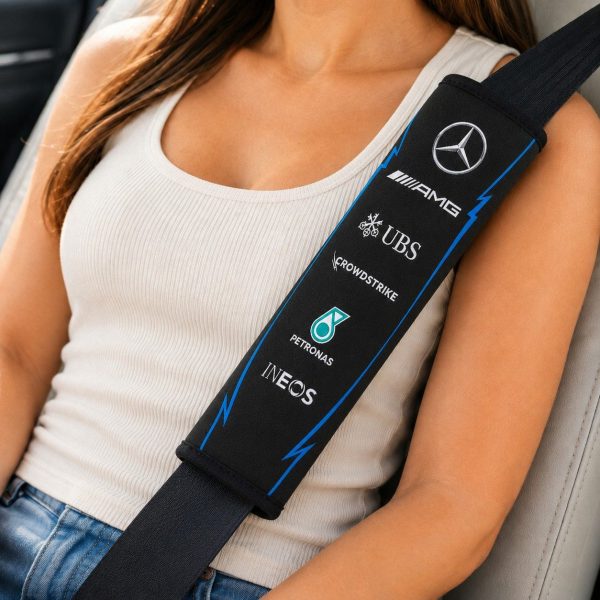 Black Blue AMG Petronas Racing Seat Belt Covers For Fans