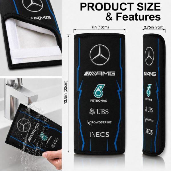 Black Blue AMG Petronas Racing Seat Belt Covers For Fans 02