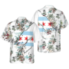 Navy Chicago Tropical Palm Island Men Hawaiian Shirt