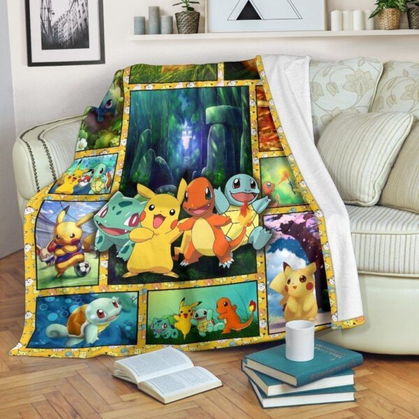 Cute Pokemon Fleece Blanket Funny Gift For Pokemon Fan