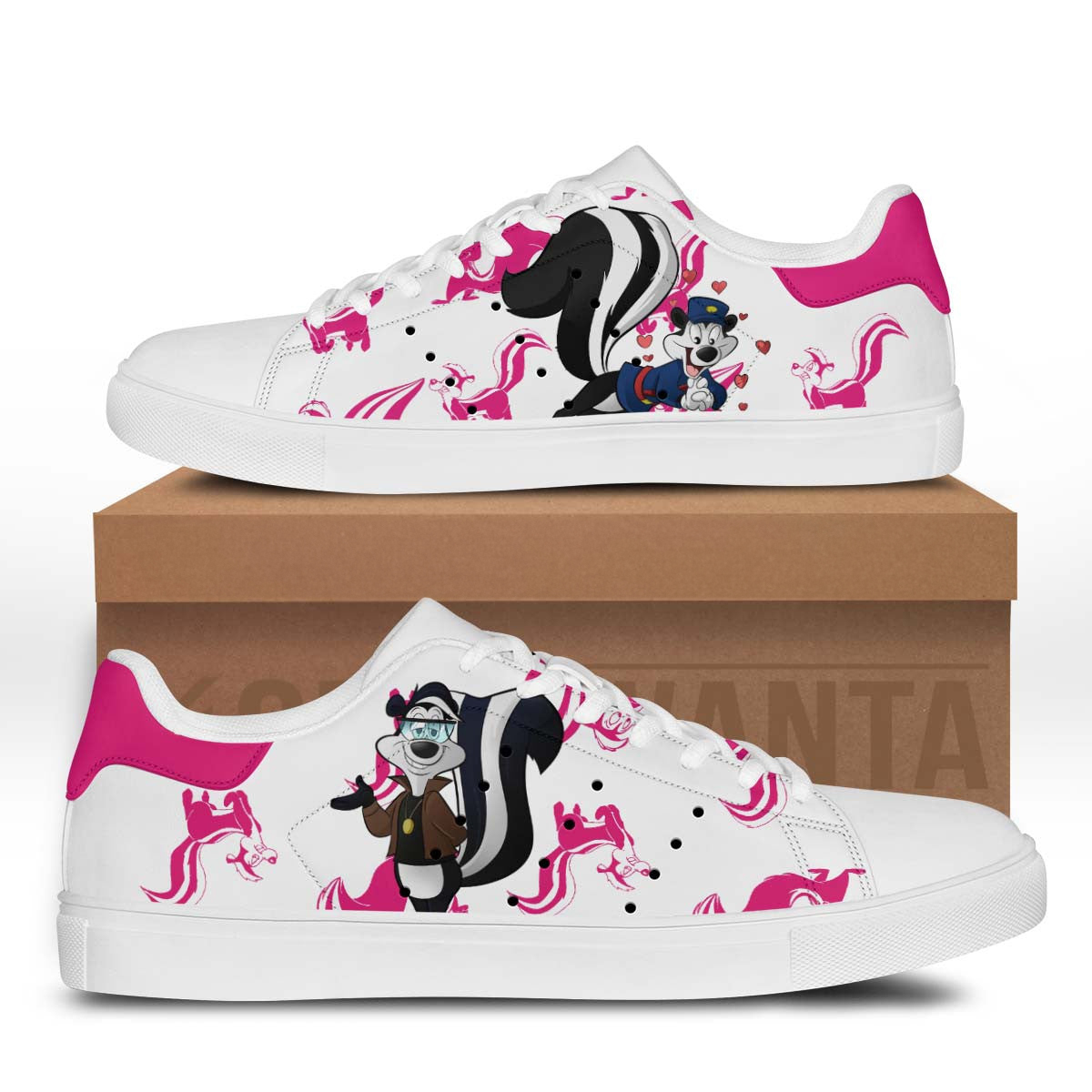 Pepe Le Pew Shoes Custom Looney Tunes Cartoon Shoes