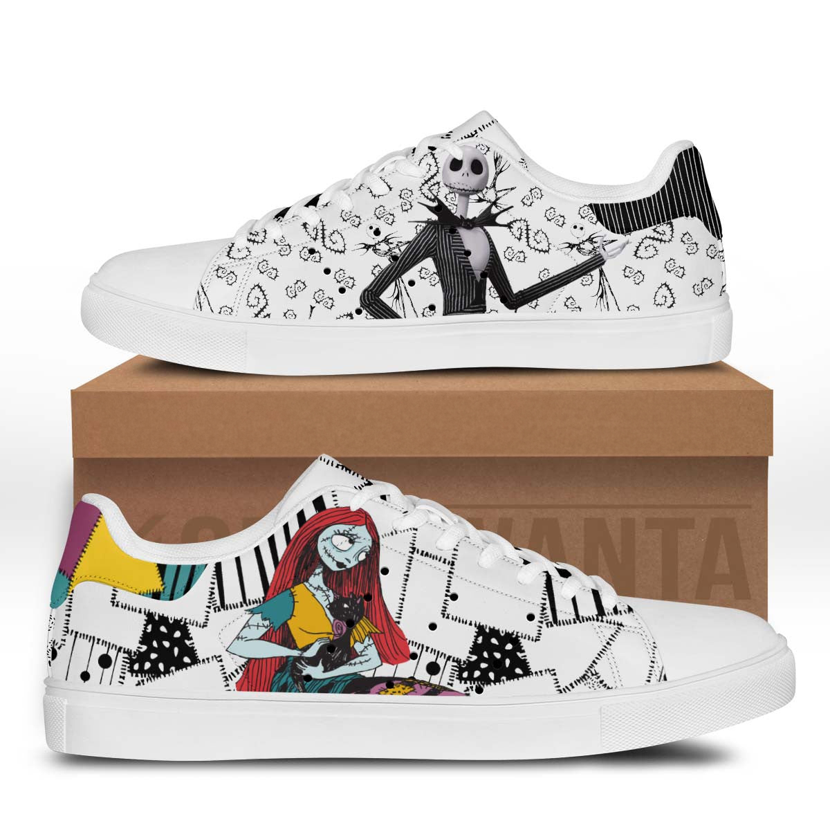 Jack & Sally Tennis Shoes Custom For Cartoon Fans