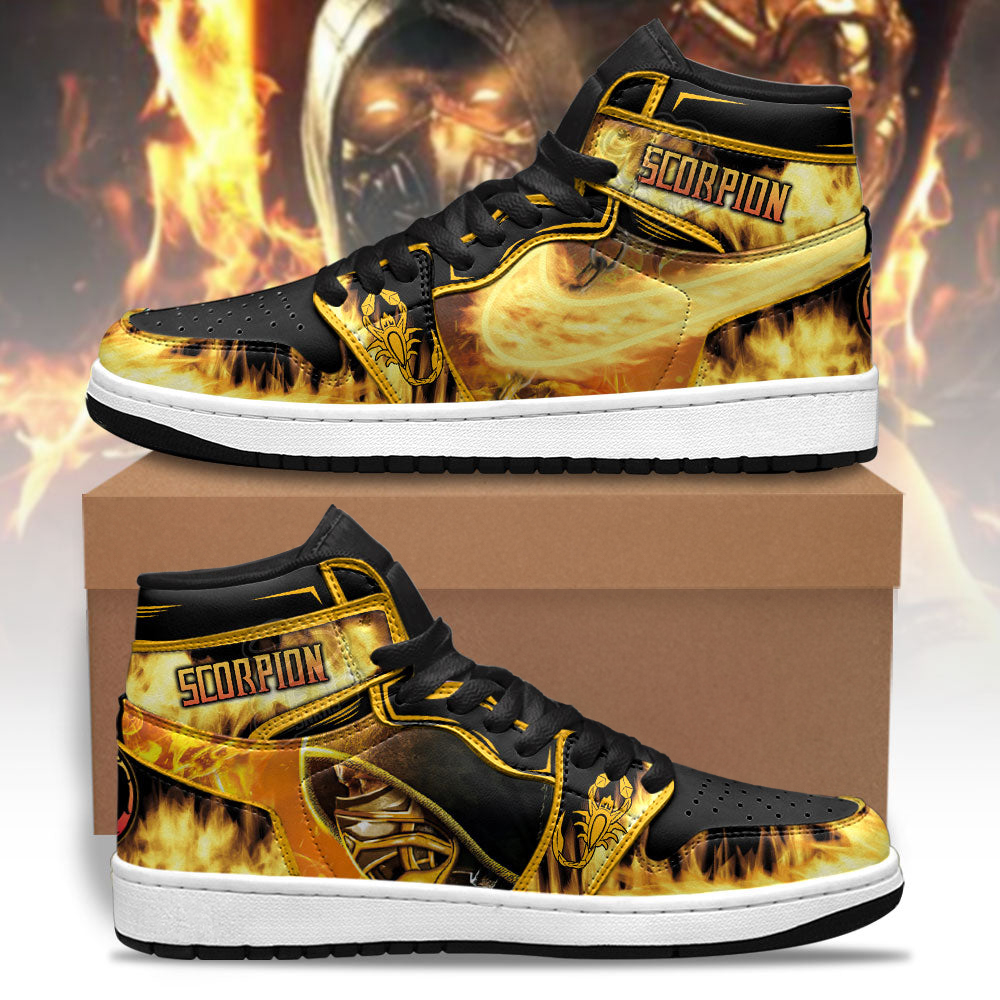 Mortal Kombat Sneakers Scorpion Fire Style Shoes Custom For Fans