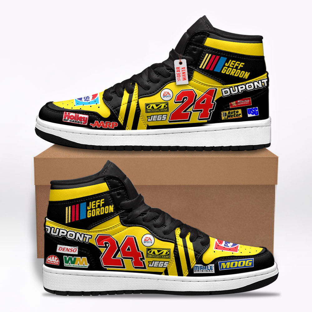 Jeff Gordon Shoes Custom #24 Retro Cars Race Sneakers