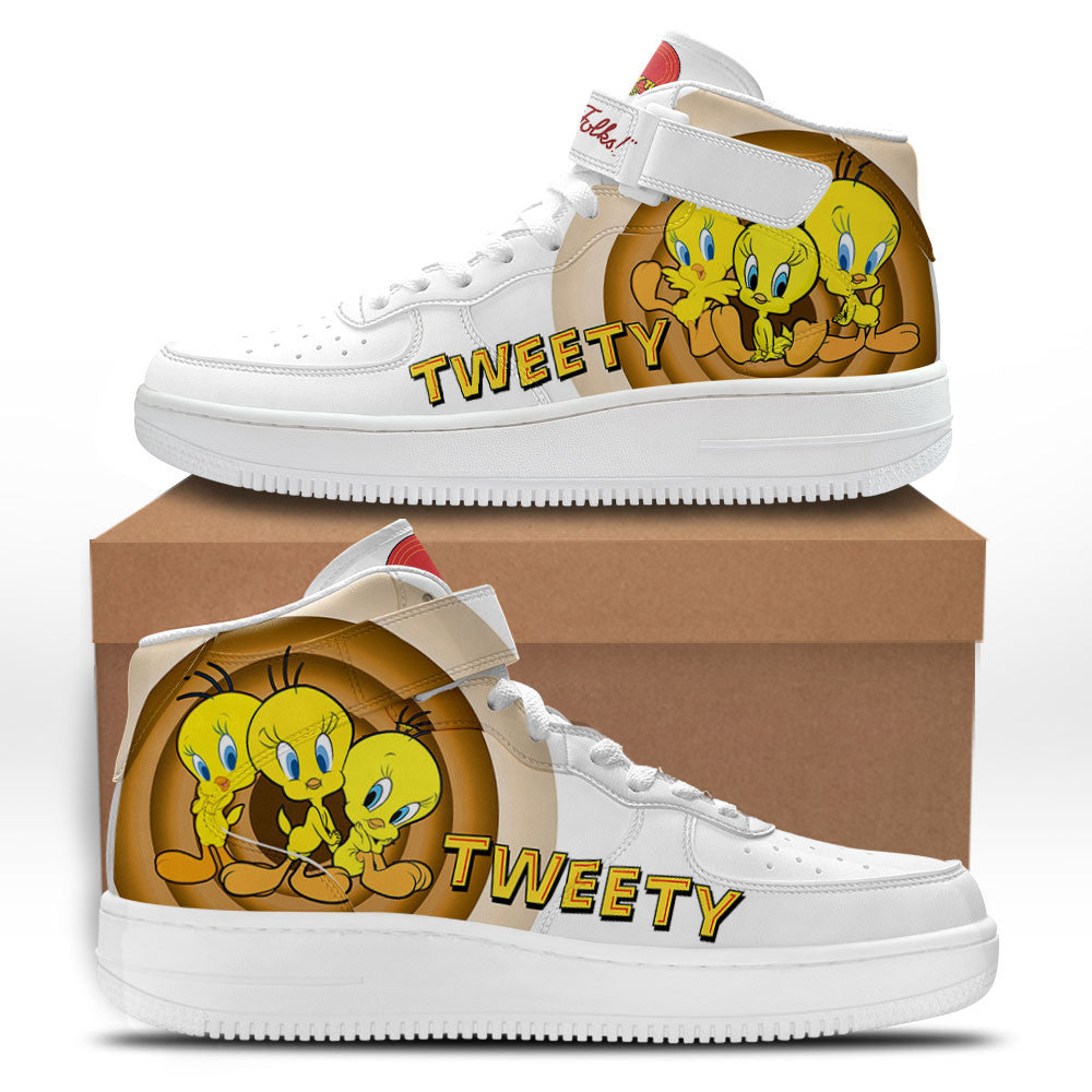 Tweety Mid Shoes Custom Looney Tunes Sneakers