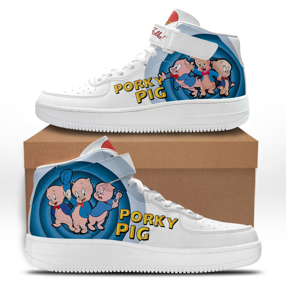 Porky Pig Mid Shoes Custom Looney Tunes Sneakers