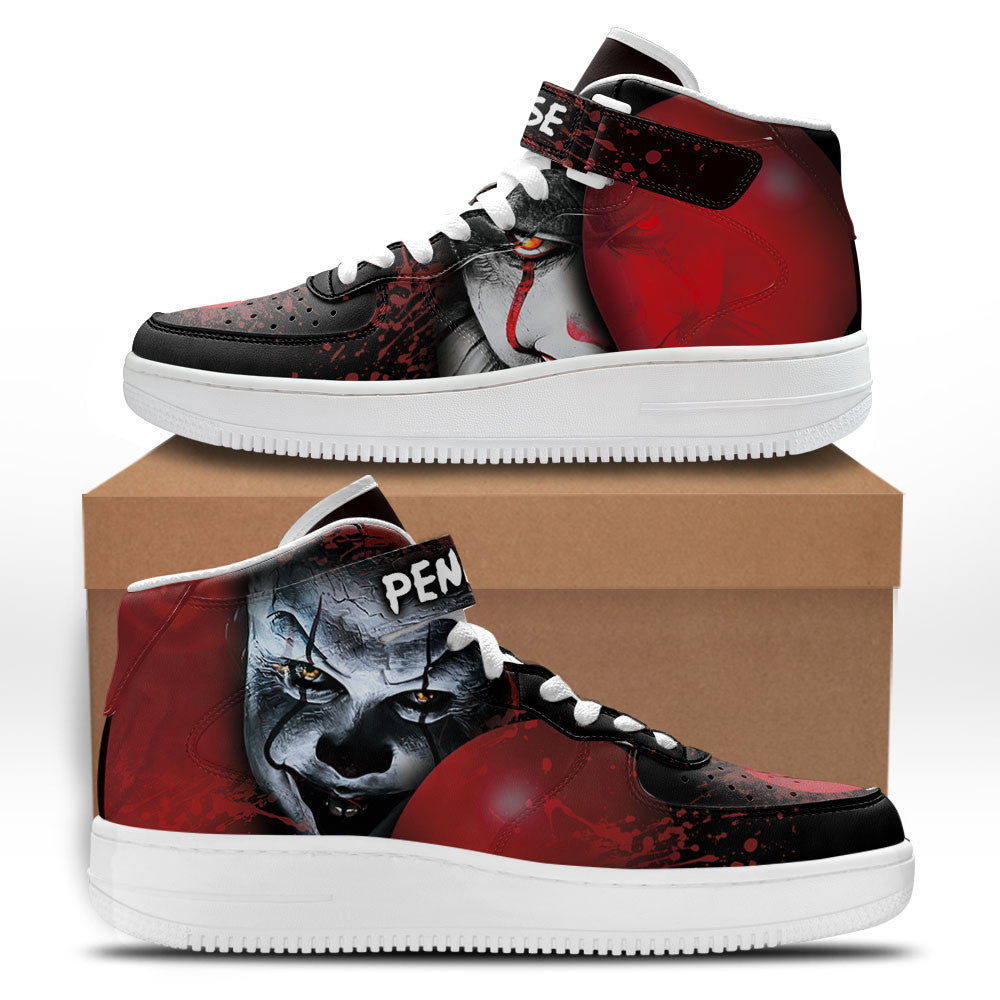 Pennywise IT Clown Shoes Custom Mid Sneakers Horror Fans