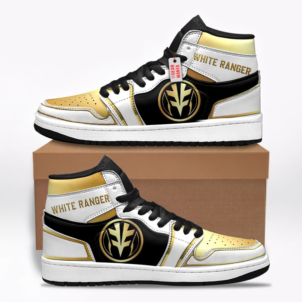 White Ranger Mighty Morphin Power Rangers Shoes Custom Sneakers