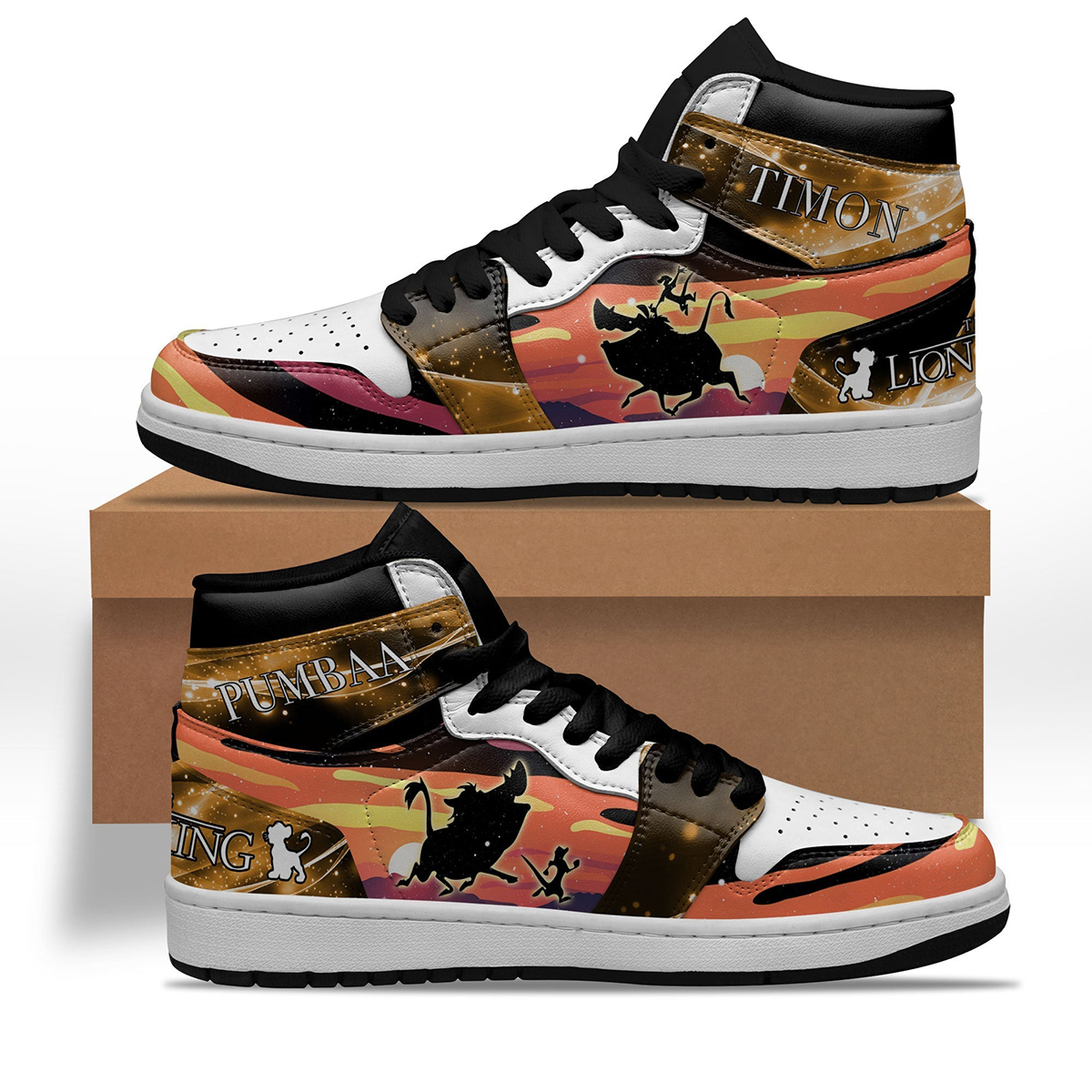 Timon and Pumbaa Silhouette Shoes Custom For Fans Sneakers