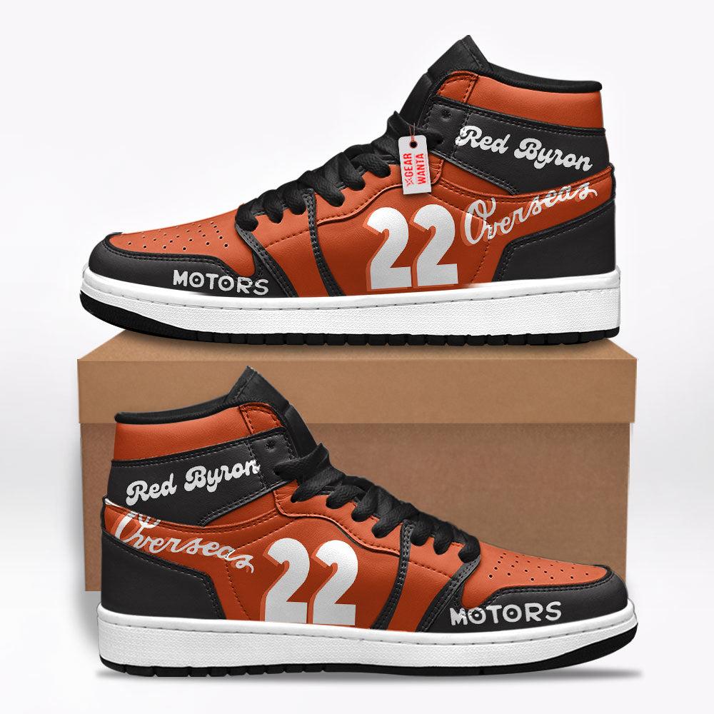 Red Byron #22 Car Race Shoes Custom Sneakers For Fans