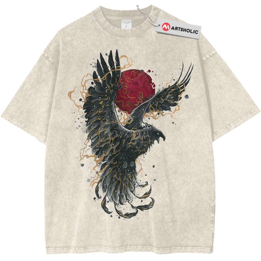 Crow Red Moon Shirt, Animal Lover Shirt, Vintage T-Shirt