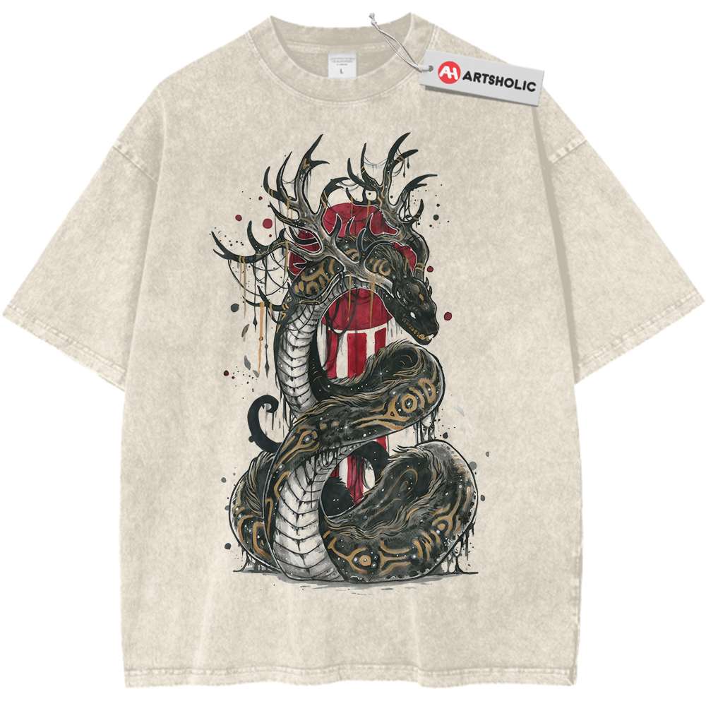 Mythical Serpent Stag Shirt, Norse Fantasy Shirt, Vintage T-Shirt