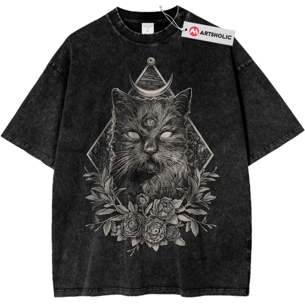 Black Magic Cat Shirt, Animal Lover Shirt, Vintage T-Shirt