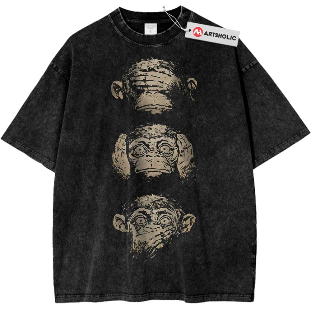 Three Wise Monkeys Shirt – Hear No Evil, See No Evil, Speak No Evil, Animal Shirt, Vintage T-Shirt
