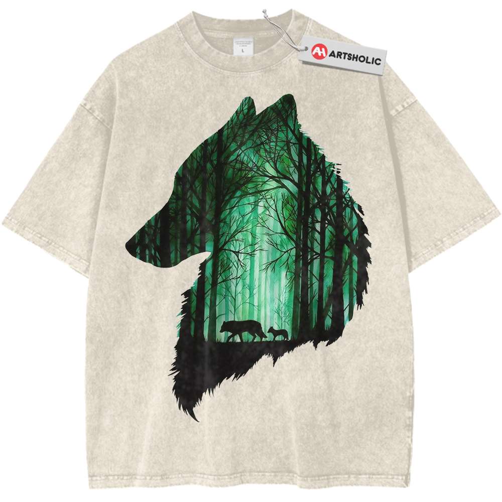 Silhouette Wolf Shirt, Forest and Wildlife Shirt, Vintage T-Shirt