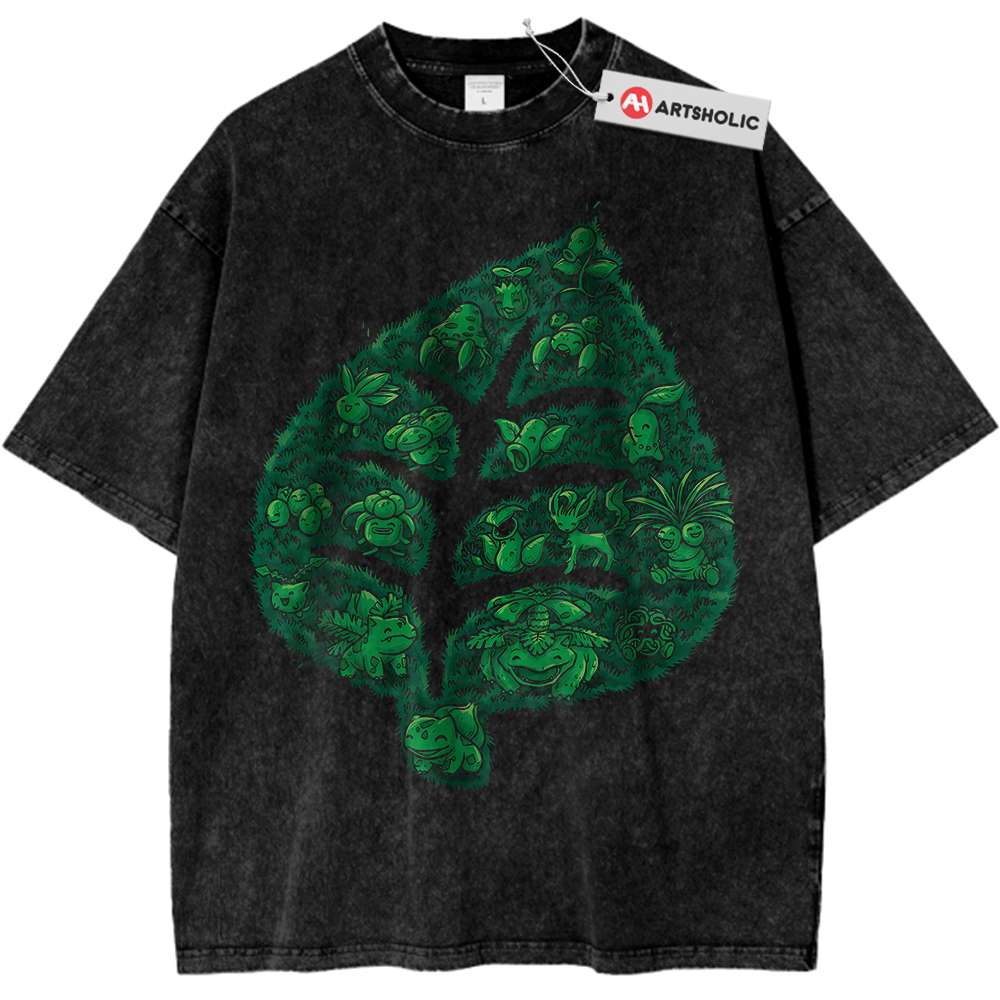 Grass-Type Pokemon Shirt, PKM Shirt, Anime Shirt, Vintage T-Shirt
