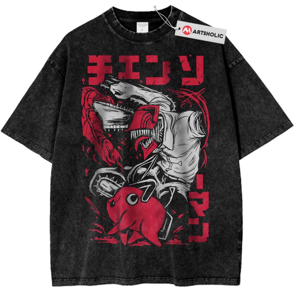 Pochita vs Denji Shirt, Chainsaw Man Shirt, Anime Shirt, Vintage Tee