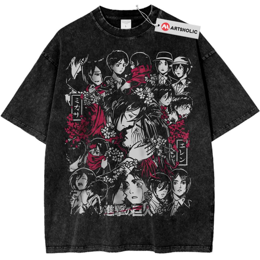 Mikasa Ackerman vs Eren Yeager Shirt, Attack On Titan Shirt, AOT Shirt, Anime Shirt, Vintage Tee
