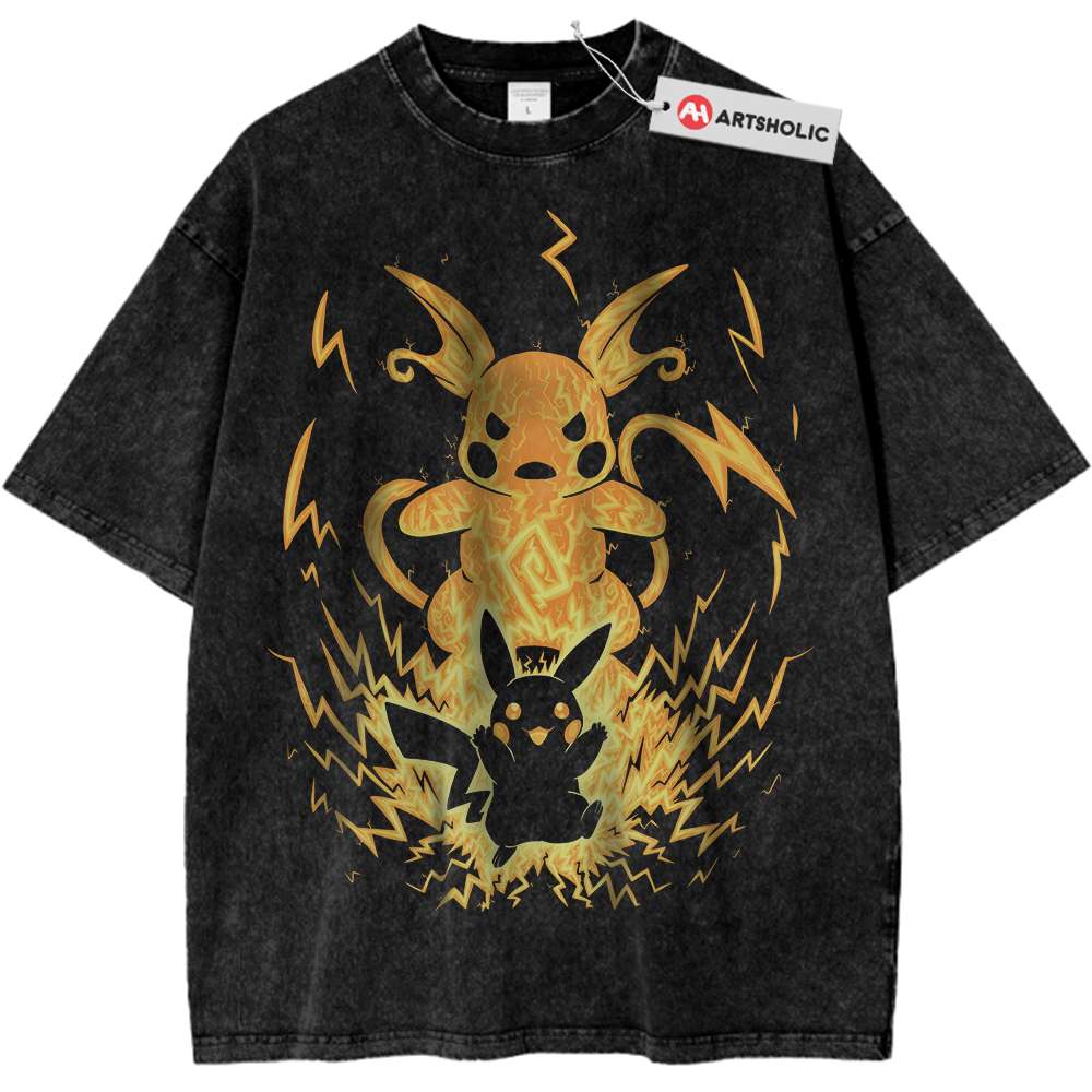 Pikachu Shirt, Raichu Shirt, Pokemon Shirt, PKM Shirt, Anime Shirt, Vintage T-Shirt