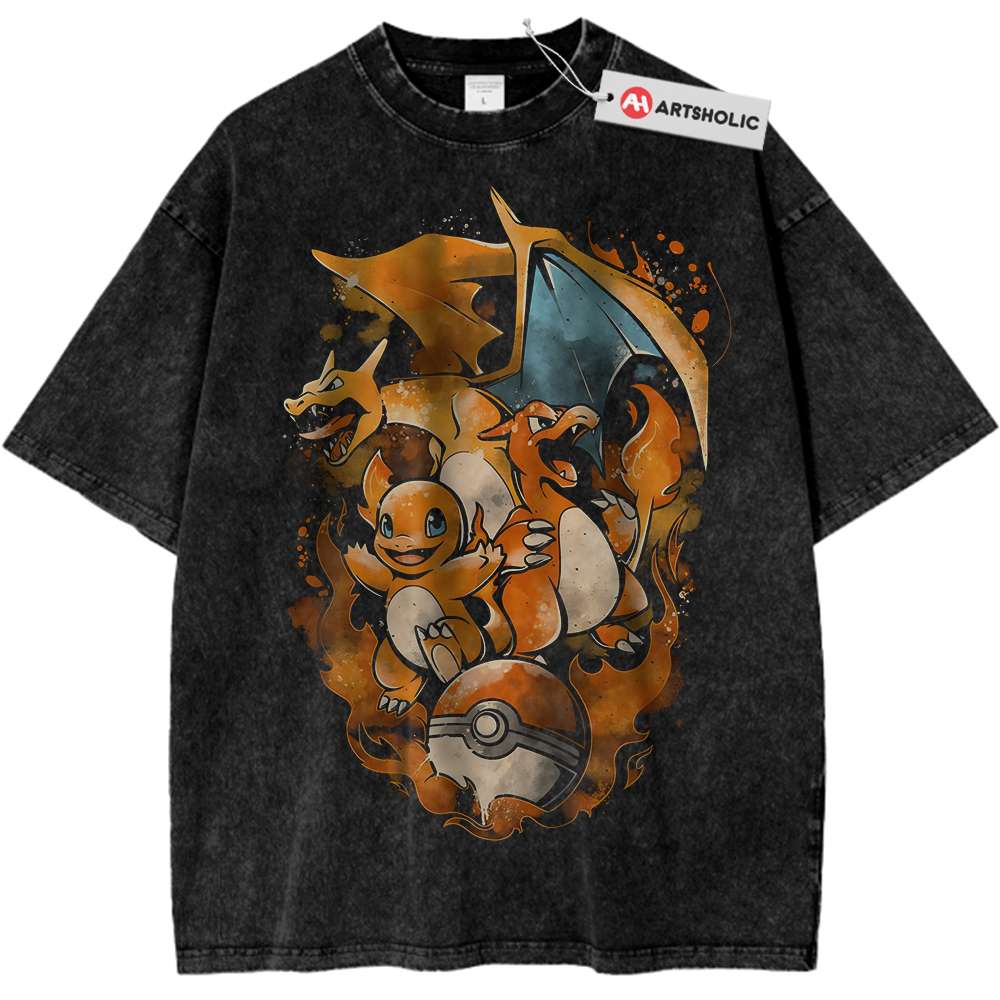 Charmander – Charmeleon – Charizard Shirt, Pokemon Shirt, PKM Shirt, Anime Shirt, Vintage Tee