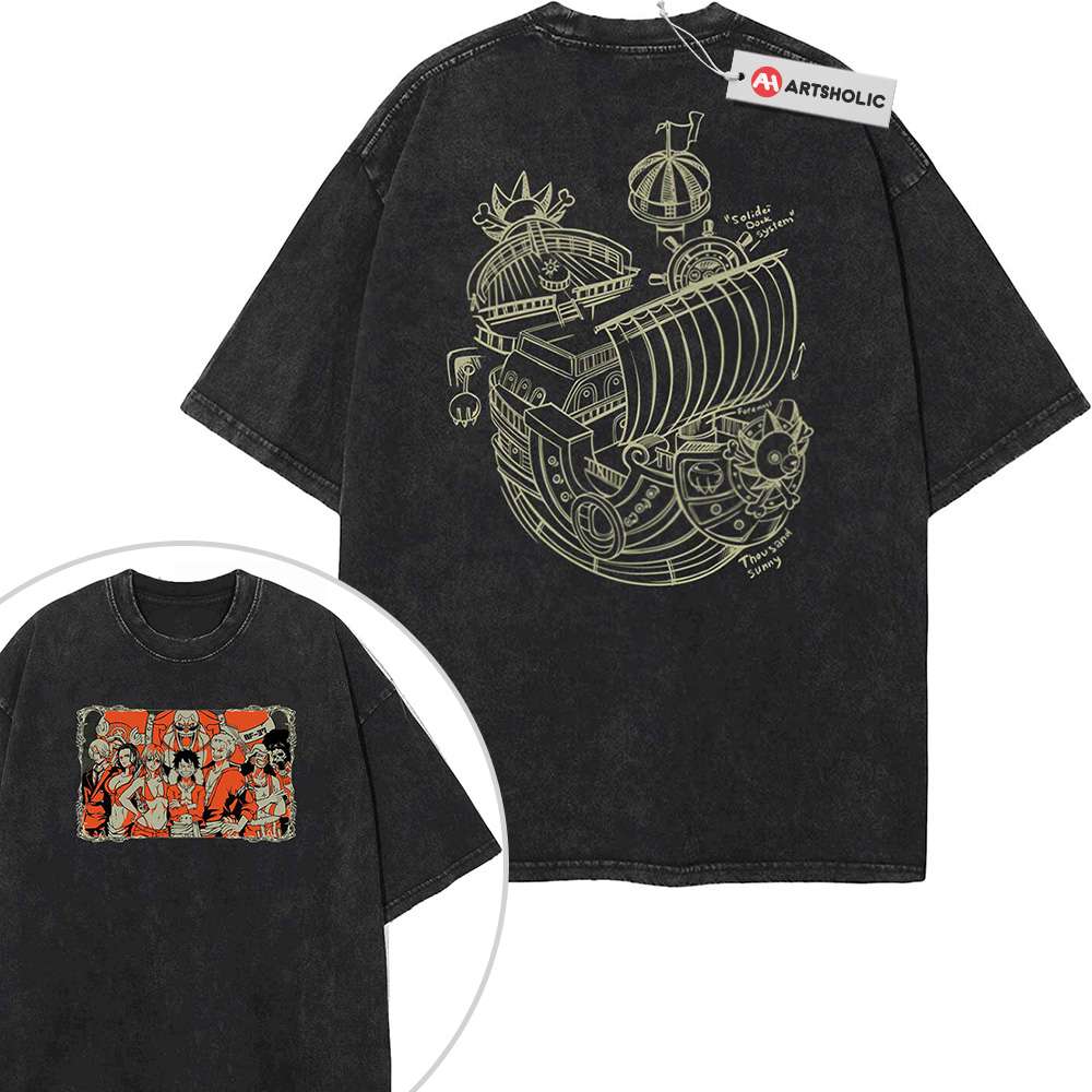 Straw Hat Pirates Shirt, One Piece Shirt, Anime Shirt, Vintage T-Shirt 2-Sided