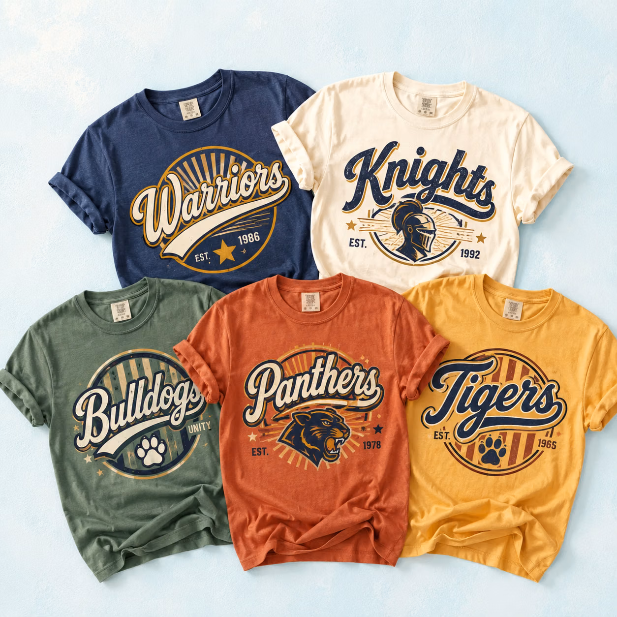 Custom College T-Shirt - Vintage Circular Mascot School Spirit Tee
