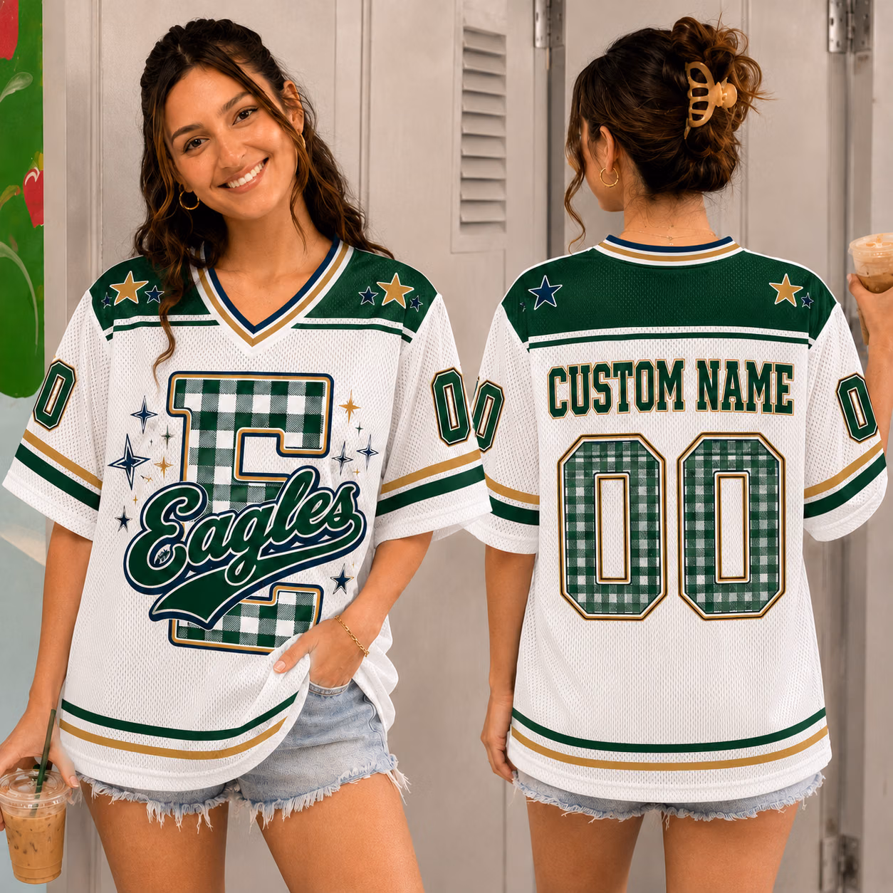 Alternative view of Custom Letter Mesh Football Jersey - Personalized Mascot Game Day Shirt
