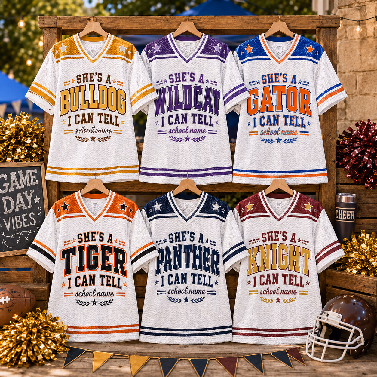 Custom College Football Jersey - Personalized She's A Mascot School Spirit Shirt